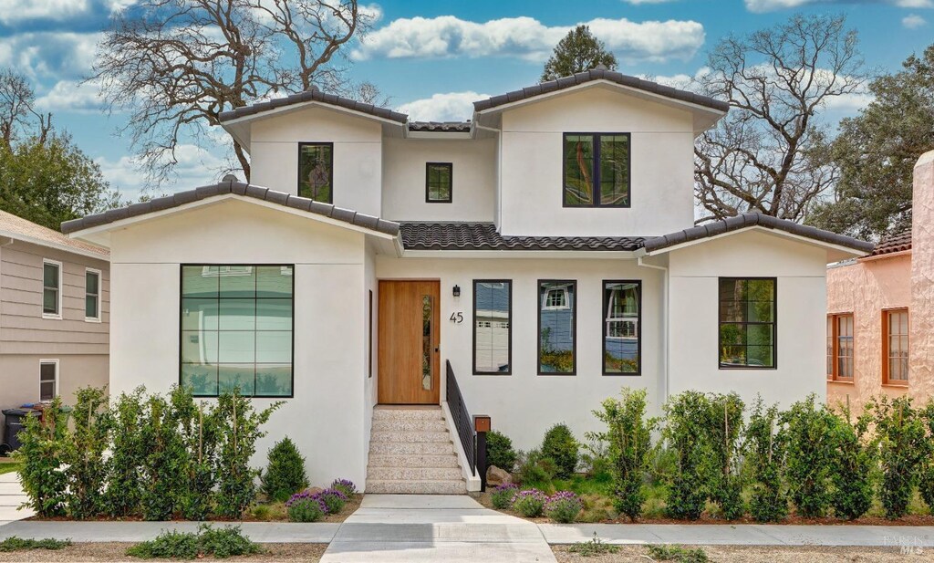45 Brookside Dr, San Anselmo, CA 94960 - view of front of house featuring stucco siding and a tiled roof
