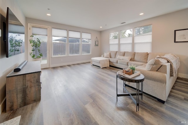 3982 Lucero St, Napa, CA 94558 - living room with wood finished floors, baseboards, and recessed lighting