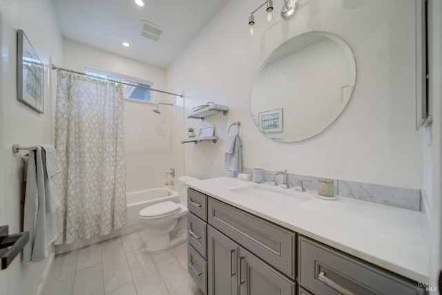 3982 Lucero St, Napa, CA 94558 - bathroom featuring vanity, toilet, shower / tub combo, and recessed lighting