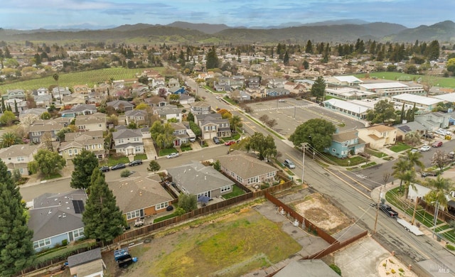 3982 Lucero St, Napa, CA 94558 - aerial overview of property's location featuring mountains and nearby suburban area