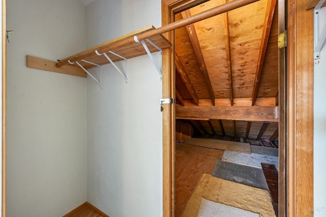 spacious closet with wood finished floors