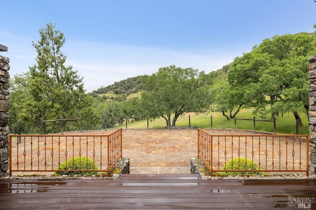 deck featuring a mountain view