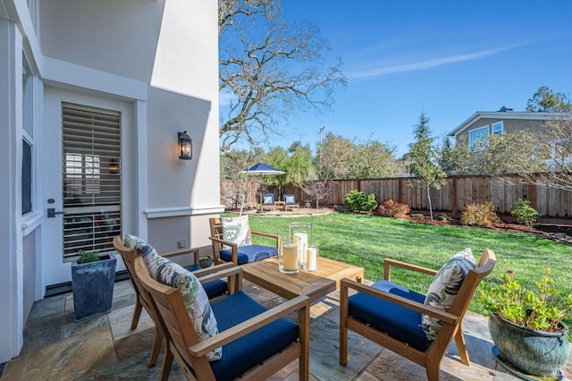 view of patio / terrace featuring a fenced backyard
