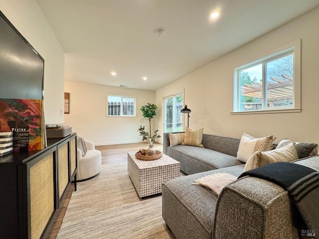 2131 1st Ave, Napa, CA 94558 - living room featuring recessed lighting, baseboards, and light wood finished floors