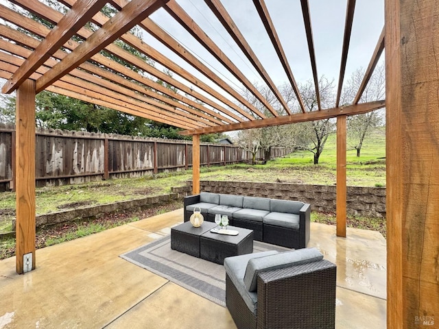 2131 1st Ave, Napa, CA 94558 - view of patio with a fenced backyard, outdoor lounge area, and a pergola