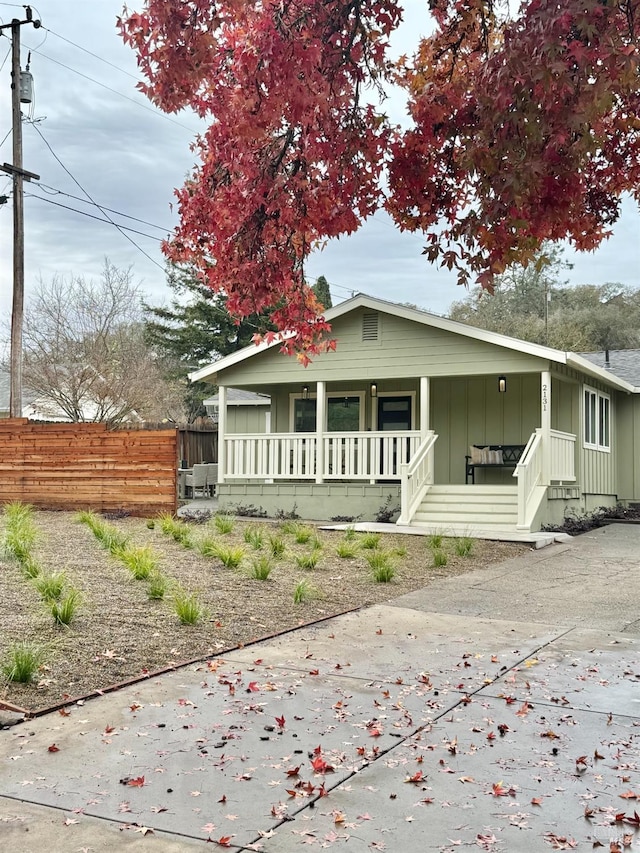 2131 1st Ave, Napa, CA 94558 - exterior space with board and batten siding, a porch, and fence