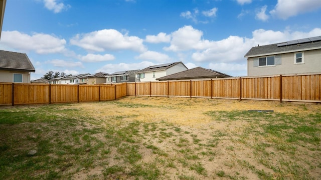 view of yard featuring a residential view and a fenced backyard