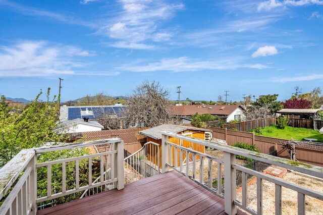 wooden deck featuring a fenced backyard