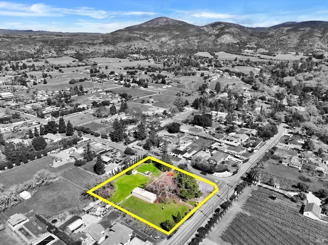 drone / aerial view with a mountain view