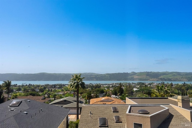 exterior space featuring a water view