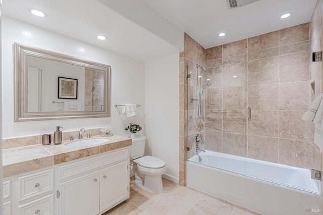 835 S Eliseo Dr, Greenbrae, CA 94904 - full bathroom with vanity, combined bath / shower with glass door, tile patterned flooring, and recessed lighting