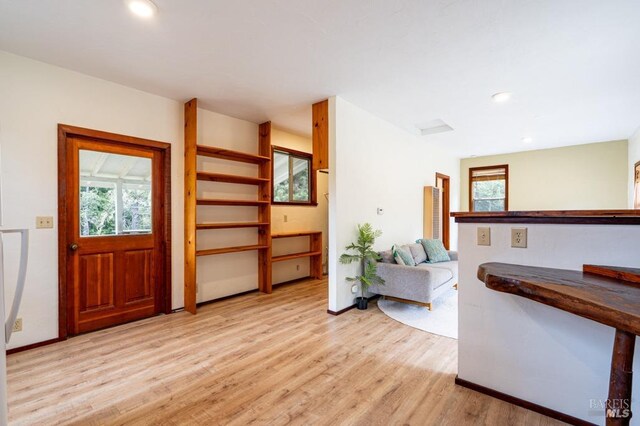27821 Ten Mile Rd, Point Arena, CA 95468 - entryway featuring plenty of natural light, recessed lighting, light wood-style flooring, and baseboards