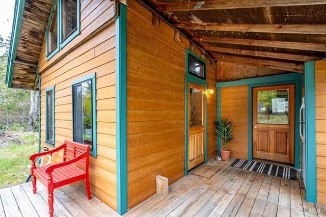 27821 Ten Mile Rd, Point Arena, CA 95468 - doorway to property featuring covered porch