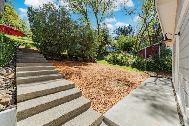 view of yard featuring stairs