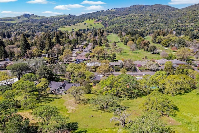 drone / aerial view with a mountain view