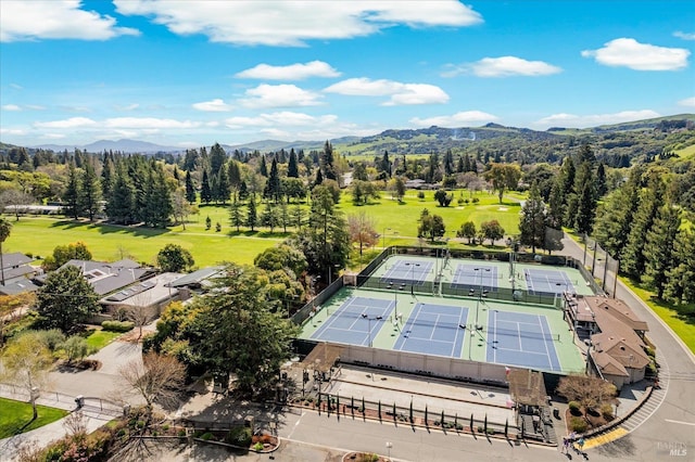 aerial view featuring a mountain view