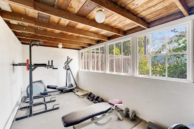 36 Wilson Ave, Vallejo, CA 94590 - workout room with a wealth of natural light and wooden ceiling