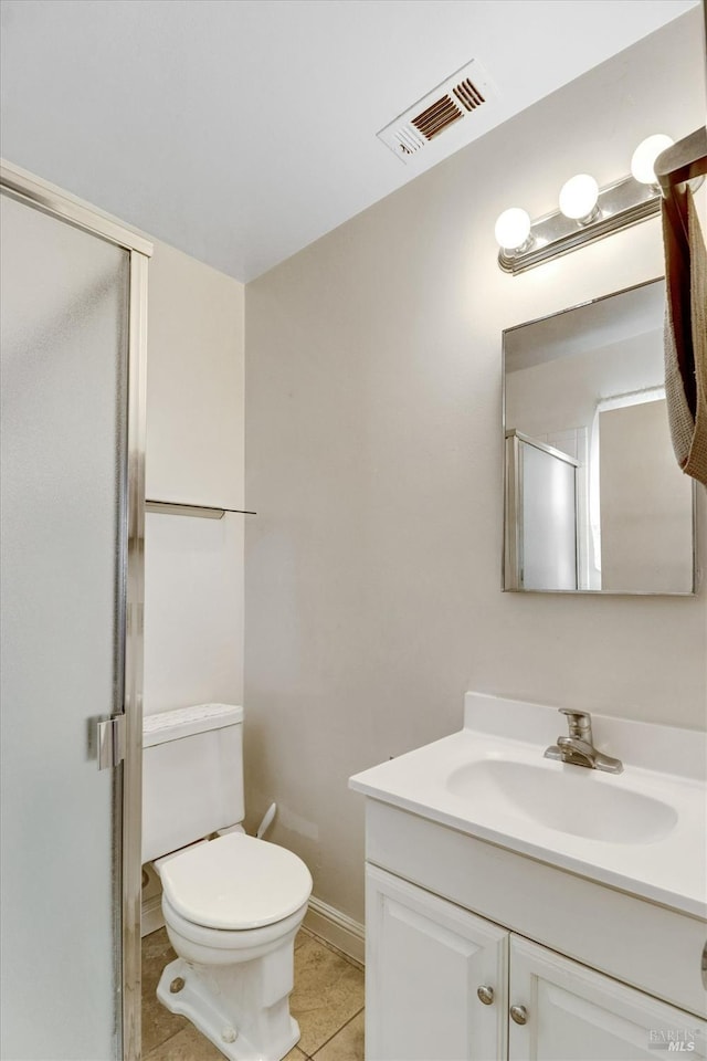 1014 Falcon Dr, Vallejo, CA 94589 - full bathroom featuring visible vents, toilet, a stall shower, tile patterned floors, and vanity