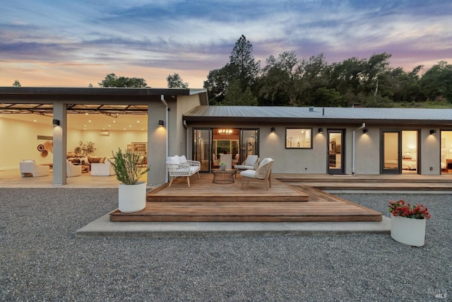4127 Dry Creek Rd, Napa, CA 94558 - back of property with a wooden deck and stucco siding