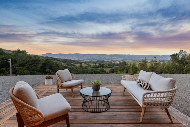 deck featuring a mountain view