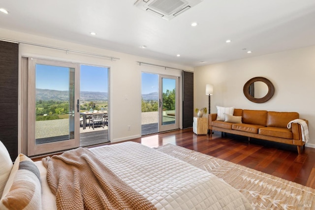 4127 Dry Creek Rd, Napa, CA 94558 - bedroom with wood finished floors, recessed lighting, access to outside, and baseboards