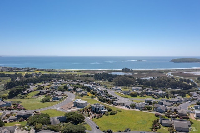 birds eye view of property featuring a residential view and a water view