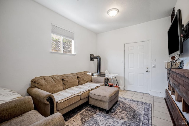 living room featuring light tile patterned floors