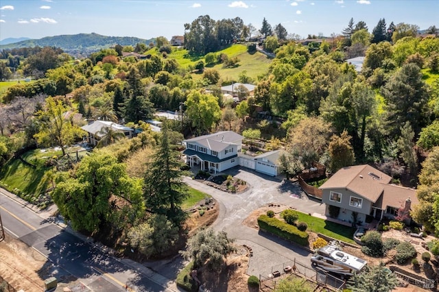 bird's eye view featuring a mountain view