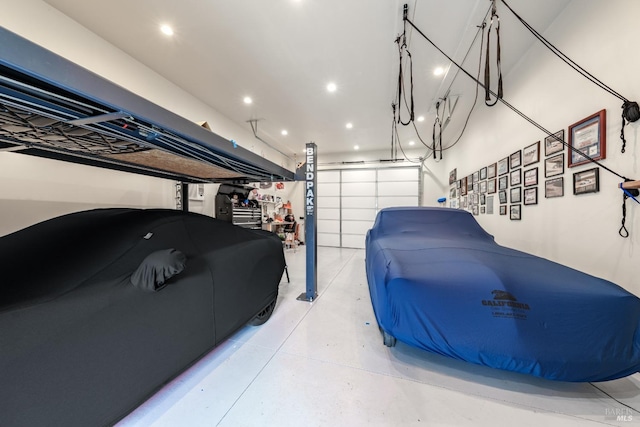 garage featuring recessed lighting