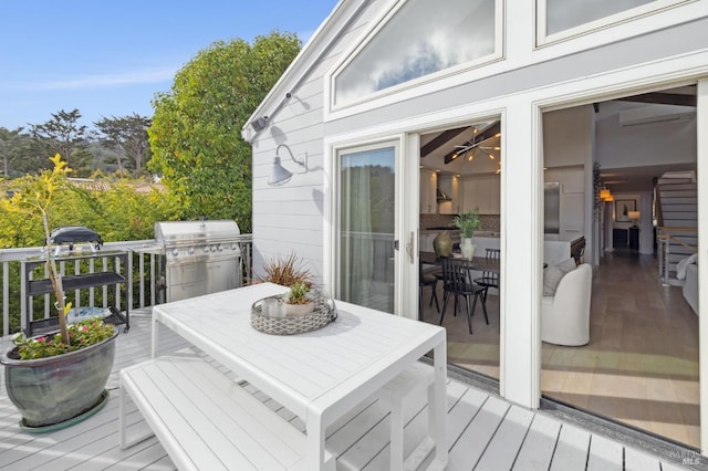 35 Bernard St, Mill Valley, CA 94941 - wooden deck with grilling area and outdoor dining area