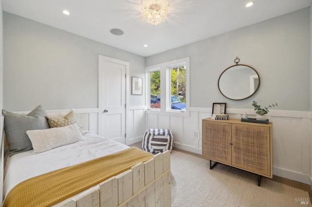 35 Bernard St, Mill Valley, CA 94941 - bedroom featuring wainscoting, recessed lighting, and a decorative wall