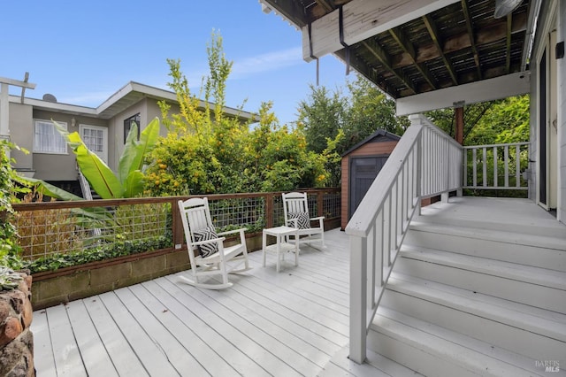 35 Bernard St, Mill Valley, CA 94941 - deck featuring a shed and an outdoor structure
