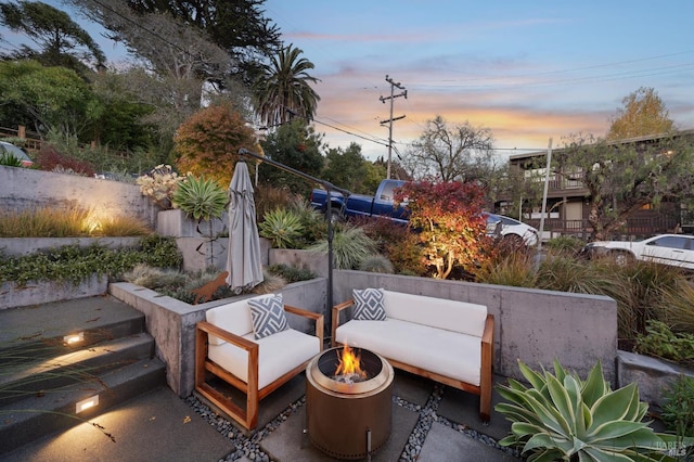 35 Bernard St, Mill Valley, CA 94941 - view of patio / terrace featuring an outdoor fire pit