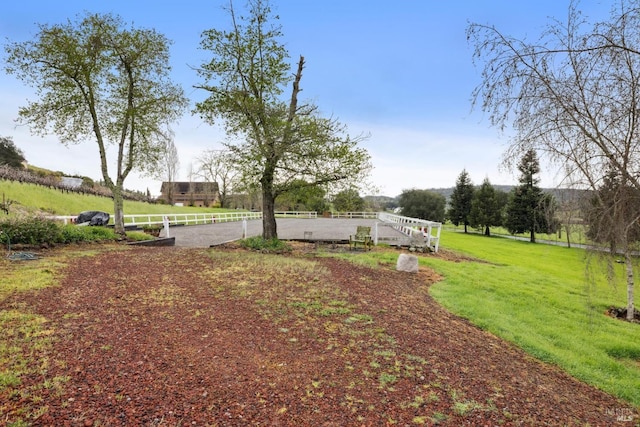 view of yard with a rural view