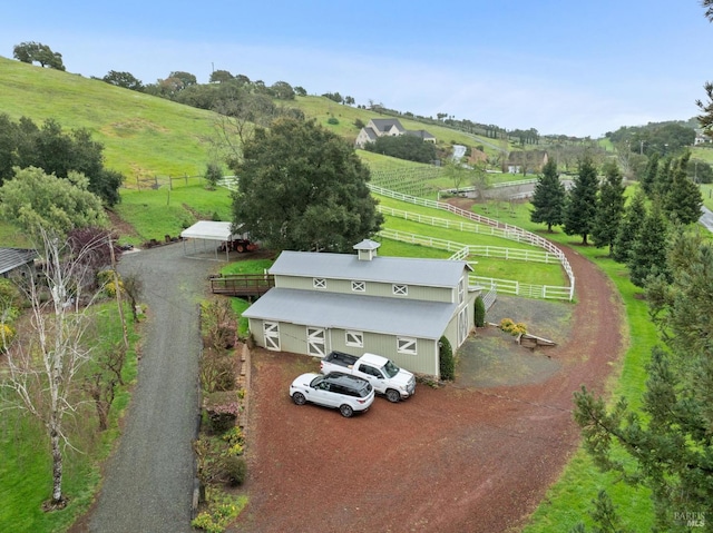 drone / aerial view featuring a rural view