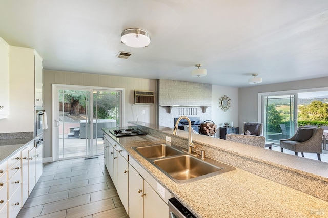 kitchen featuring visible vents, a healthy amount of sunlight, a sink, and a wall unit AC