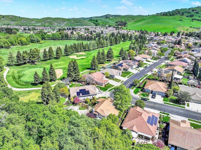 aerial view with a mountain view and a residential view