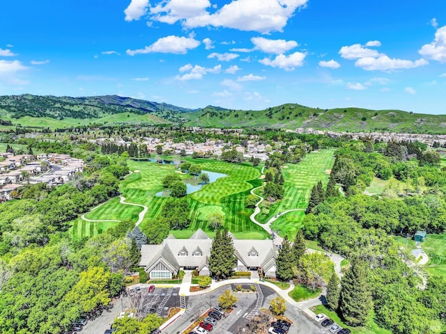 bird's eye view with a mountain view
