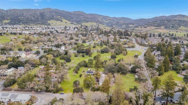 birds eye view of property featuring a residential view and a mountain view