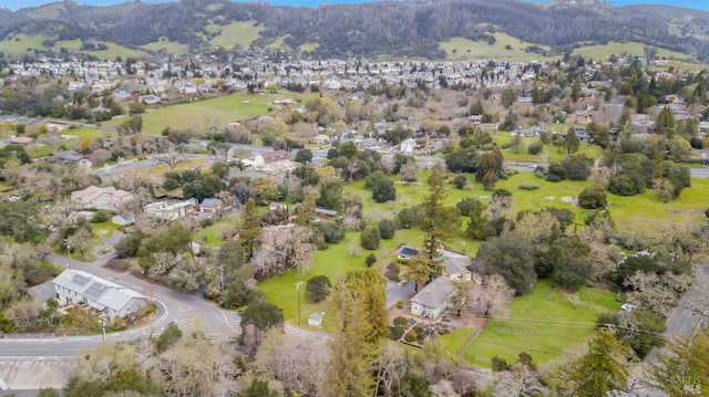 aerial view featuring a residential view and a mountain view