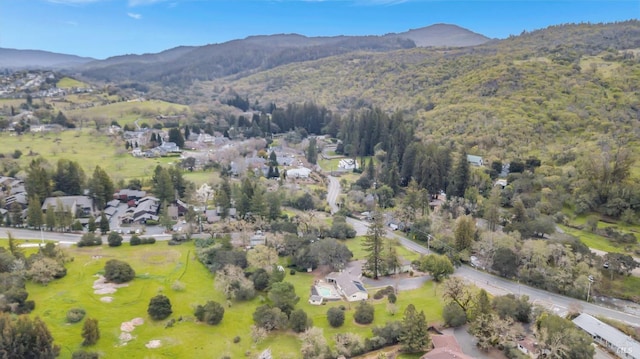drone / aerial view with a mountain view