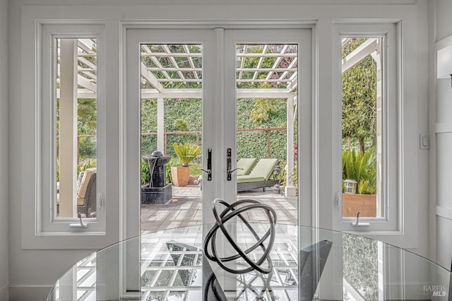doorway to outside featuring french doors