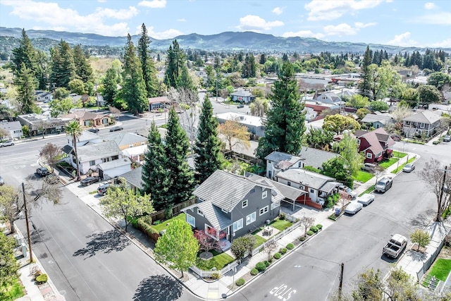 aerial view with a residential view and a mountain view