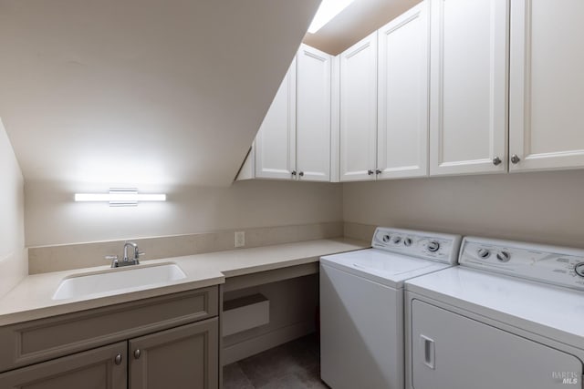 1149 Hudson Ave, Saint Helena, CA 94574 - washroom with washing machine and dryer, cabinet space, and a sink
