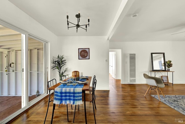 624 Annette Ave, Vallejo, CA 94591 - dining space featuring a chandelier, a heating unit, wood finished floors, and baseboards