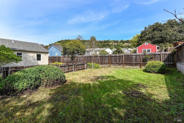 view of yard featuring a fenced backyard
