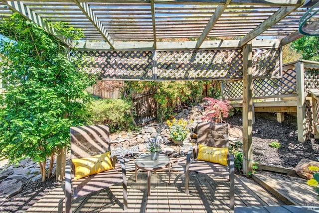 280 Park St, Concord, CA 94520 - wooden terrace featuring a pergola, a patio area, and fence