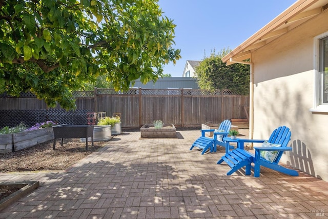 view of patio featuring a fenced backyard