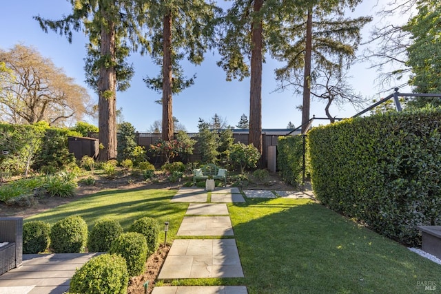 view of yard featuring fence