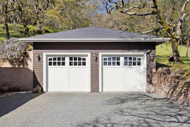 view of detached garage